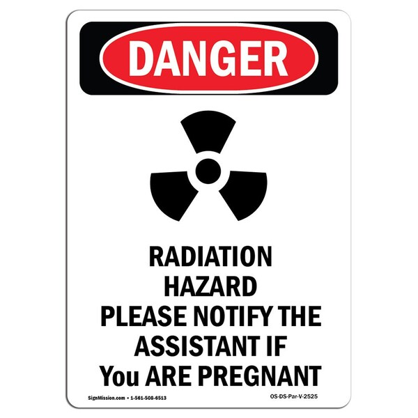 Signmission OSHA Danger Sign, Radiation Hazard Please, 14in X 10in Aluminum, 10" W, 14" H, Portrait OS-DS-A-1014-V-2525 - main